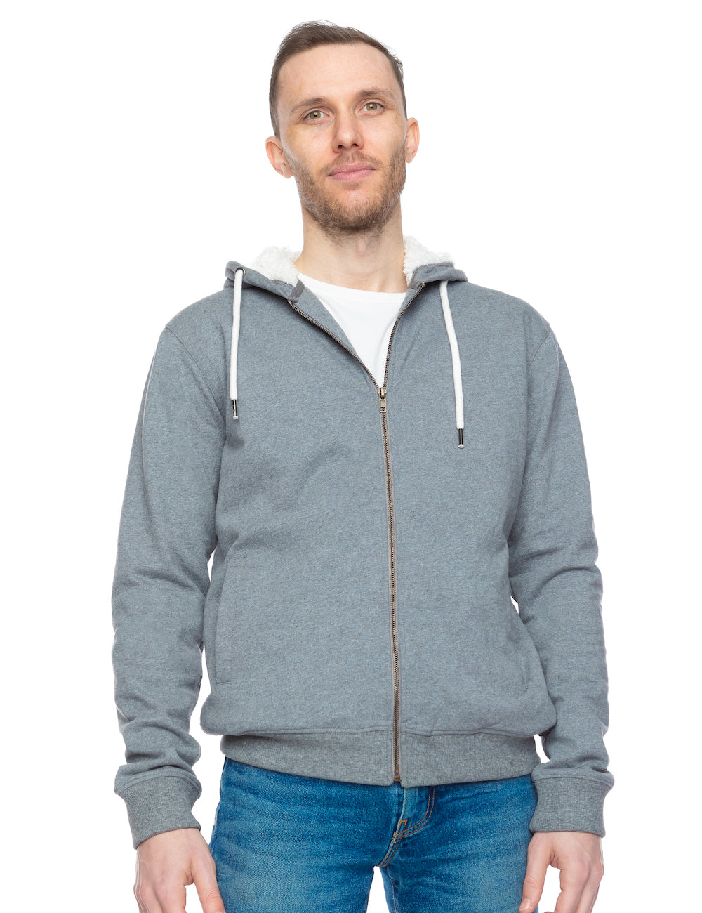 Grey sherpa hoodie online